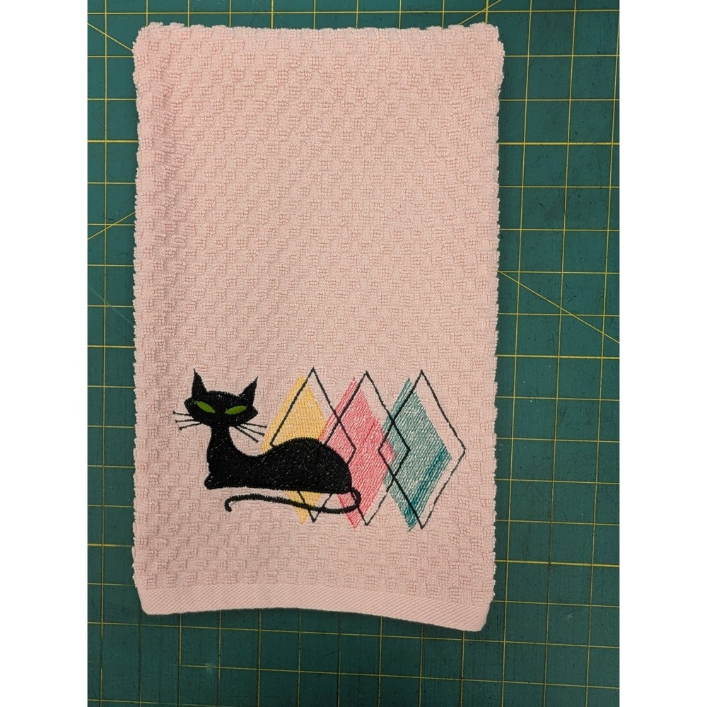 Retro Mid Century Modern Atomic Cat Kitchen Towel Set of 1 Great Gift Idea!